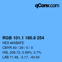 Color code: RGB 101.1 180.8 254 | qconv.com