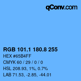Color code: RGB 101.1 180.8 255 | qconv.com