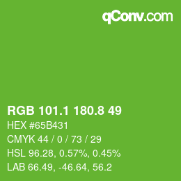 カラーコード: RGB 101.1 180.8 49 | qconv.com