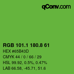 カラーコード: RGB 101.1 180.8 61 | qconv.com