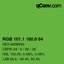 カラーコード: RGB 101.1 180.8 64 | qconv.com