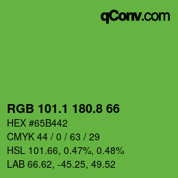 カラーコード: RGB 101.1 180.8 66 | qconv.com
