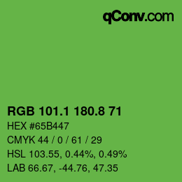 カラーコード: RGB 101.1 180.8 71 | qconv.com