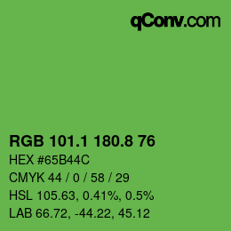 カラーコード: RGB 101.1 180.8 76 | qconv.com