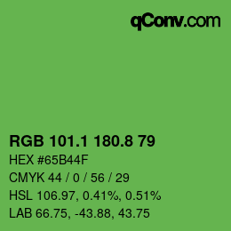カラーコード: RGB 101.1 180.8 79 | qconv.com