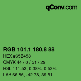 カラーコード: RGB 101.1 180.8 88 | qconv.com