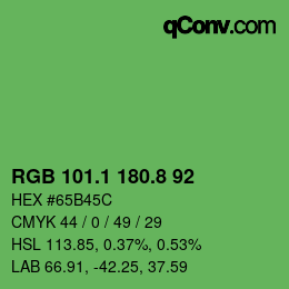 カラーコード: RGB 101.1 180.8 92 | qconv.com