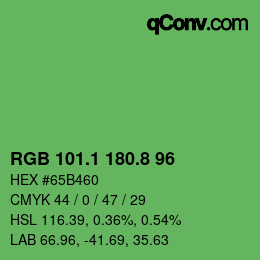 カラーコード: RGB 101.1 180.8 96 | qconv.com