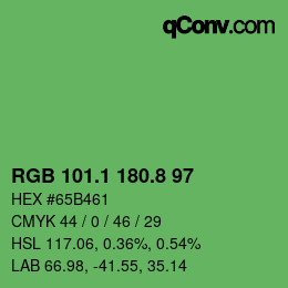 カラーコード: RGB 101.1 180.8 97 | qconv.com