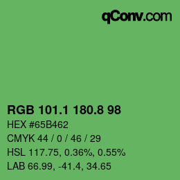 カラーコード: RGB 101.1 180.8 98 | qconv.com