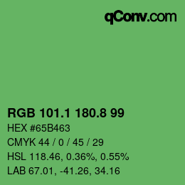 カラーコード: RGB 101.1 180.8 99 | qconv.com