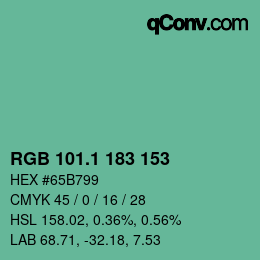 カラーコード: RGB 101.1 183 153 | qconv.com