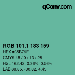 カラーコード: RGB 101.1 183 159 | qconv.com