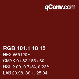 カラーコード: RGB 101.1 18 15 | qconv.com