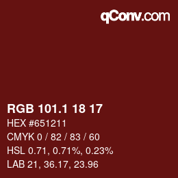 カラーコード: RGB 101.1 18 17 | qconv.com