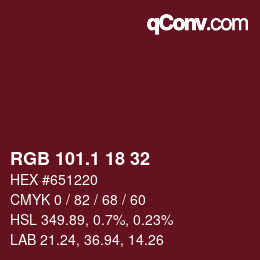 カラーコード: RGB 101.1 18 32 | qconv.com