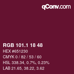 カラーコード: RGB 101.1 18 48 | qconv.com