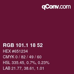 カラーコード: RGB 101.1 18 52 | qconv.com
