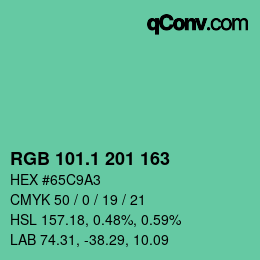 カラーコード: RGB 101.1 201 163 | qconv.com