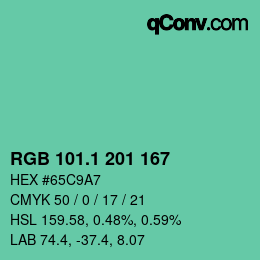 カラーコード: RGB 101.1 201 167 | qconv.com