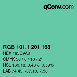 カラーコード: RGB 101.1 201 168 | qconv.com