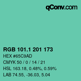 カラーコード: RGB 101.1 201 173 | qconv.com