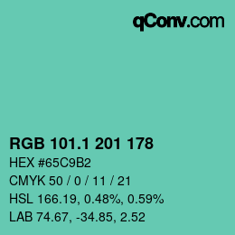 カラーコード: RGB 101.1 201 178 | qconv.com