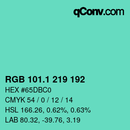 カラーコード: RGB 101.1 219 192 | qconv.com