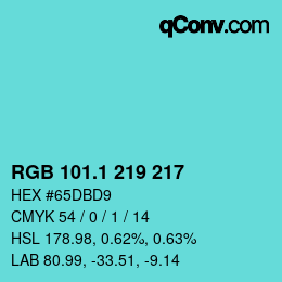 カラーコード: RGB 101.1 219 217 | qconv.com
