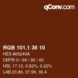 カラーコード: RGB 101.1 36 10 | qconv.com