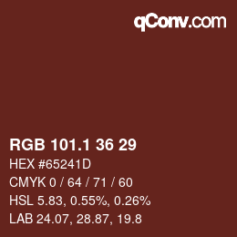 カラーコード: RGB 101.1 36 29 | qconv.com