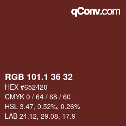 カラーコード: RGB 101.1 36 32 | qconv.com