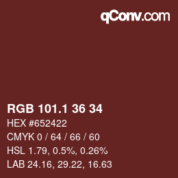 カラーコード: RGB 101.1 36 34 | qconv.com