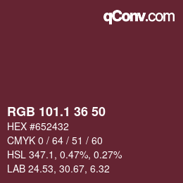 カラーコード: RGB 101.1 36 50 | qconv.com