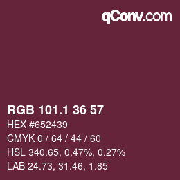 カラーコード: RGB 101.1 36 57 | qconv.com