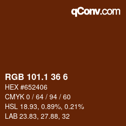 カラーコード: RGB 101.1 36 6 | qconv.com