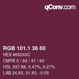 カラーコード: RGB 101.1 36 60 | qconv.com