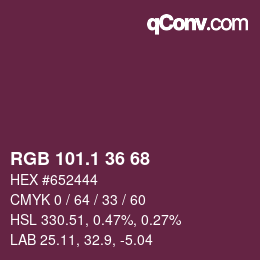 カラーコード: RGB 101.1 36 68 | qconv.com