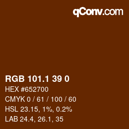カラーコード: RGB 101.1 39 0 | qconv.com