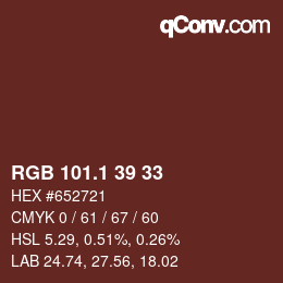 カラーコード: RGB 101.1 39 33 | qconv.com