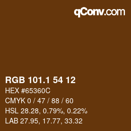カラーコード: RGB 101.1 54 12 | qconv.com