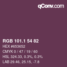 カラーコード: RGB 101.1 54 82 | qconv.com