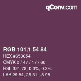 カラーコード: RGB 101.1 54 84 | qconv.com