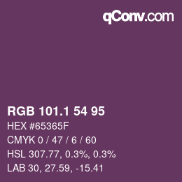 カラーコード: RGB 101.1 54 95 | qconv.com