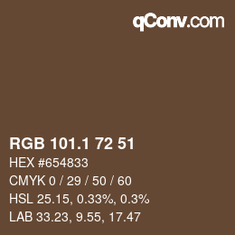 カラーコード: RGB 101.1 72 51 | qconv.com