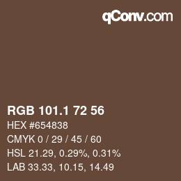 Color code: RGB 101.1 72 56 | qconv.com