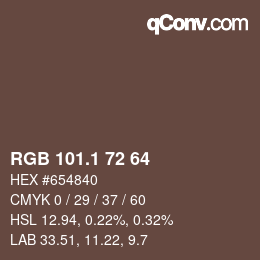 カラーコード: RGB 101.1 72 64 | qconv.com