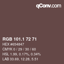 カラーコード: RGB 101.1 72 71 | qconv.com