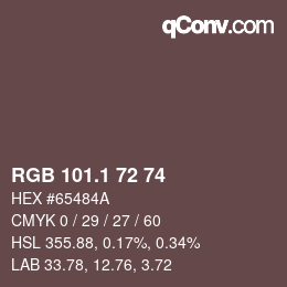 カラーコード: RGB 101.1 72 74 | qconv.com