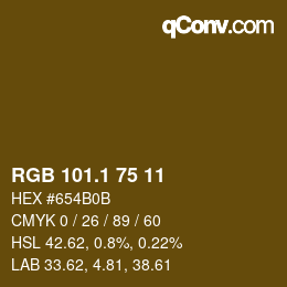 カラーコード: RGB 101.1 75 11 | qconv.com